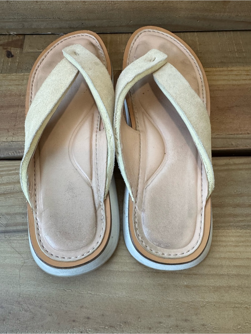 Rag and Bone Women's Cream Suede Thong Sandals - Comfortable Summer Flip Flops
